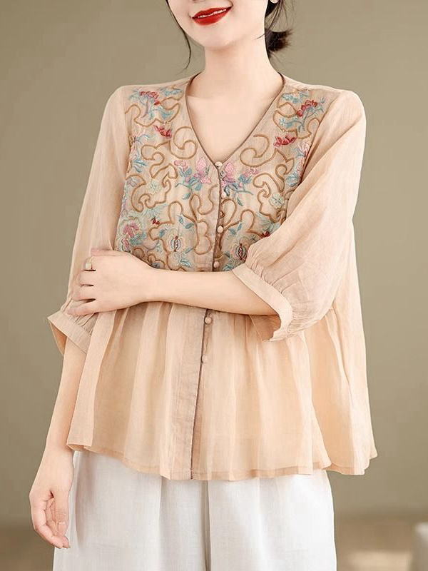 Embroidery Cardigan - Novo Cardigã Feminino de Verão com