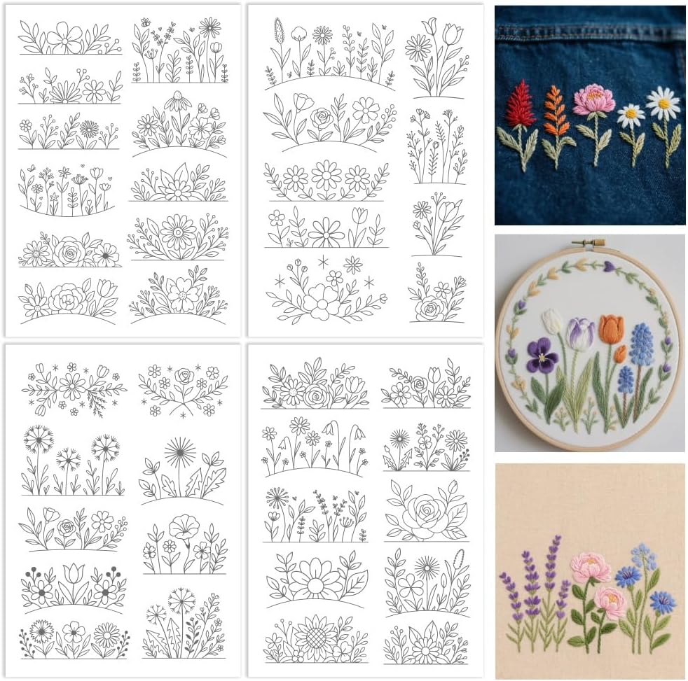 Embroidery Paper - Estabilizador solúvel em água de flores