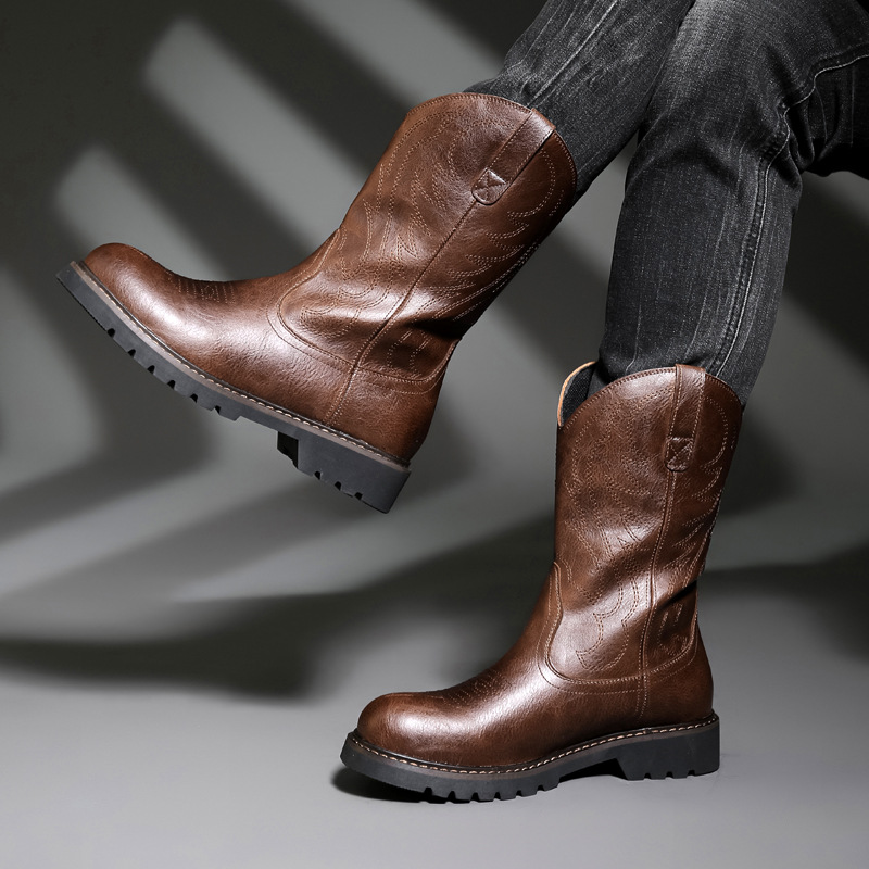 Moda masculina botas de cowboy - Embroidery Yes avaliação e preço