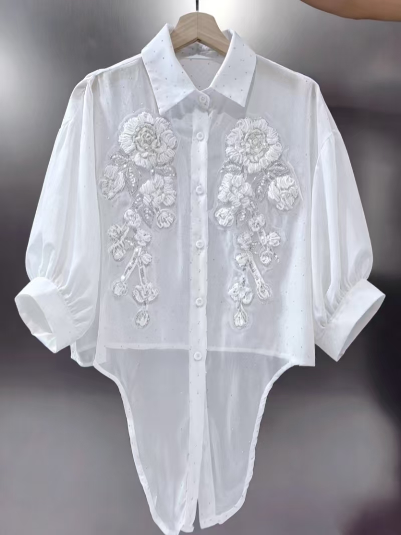 Blusas e Camisas Brancas Femin - Embroidery Cardigan avaliação e preço