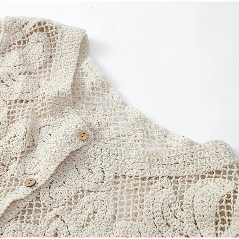 Camisas de malha de crochê fem - Embroidery Cardigan avaliação e preço