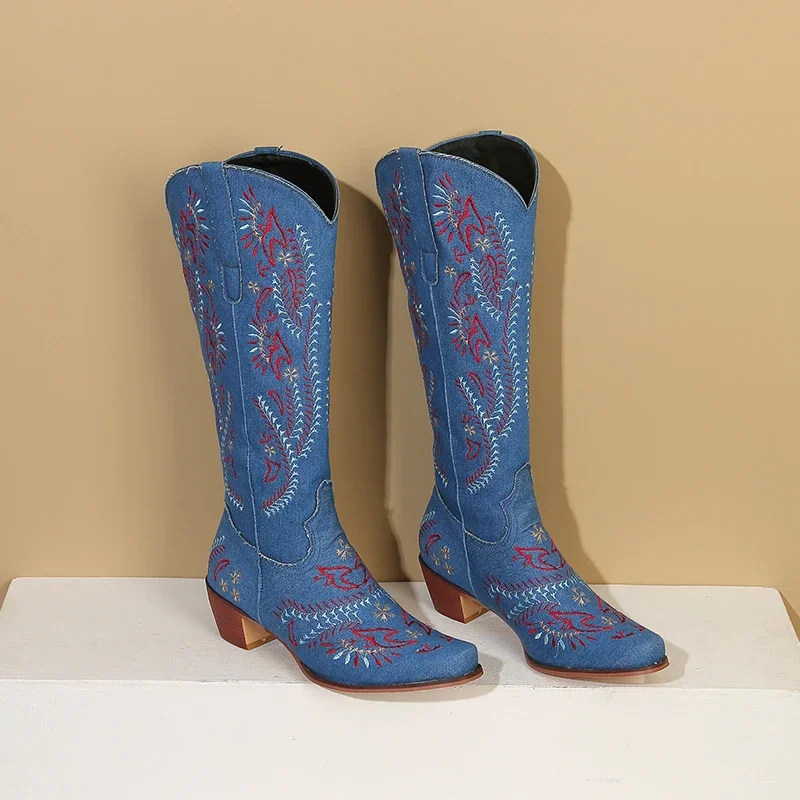 Azul denim ocidental cowgirl j - Embroidery Yes avaliação e preço